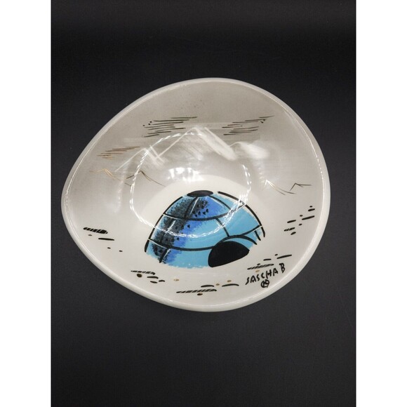 Vintage MCM SASCHA B BRASTOFF Ceramic Dish Bowl Ashtray Alaska Igloo Scene C3 - Picture 1 of 5